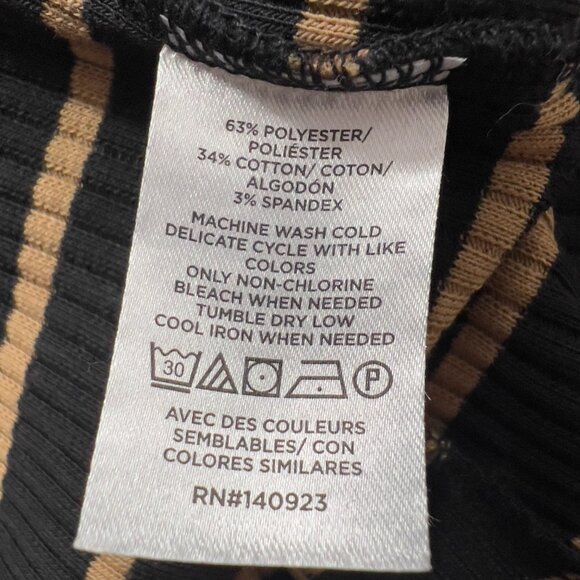 LOFT Women’s Black & Tan Ribbed Long Sleeve Striped Top – Size L NWT - Picture 9 of 12